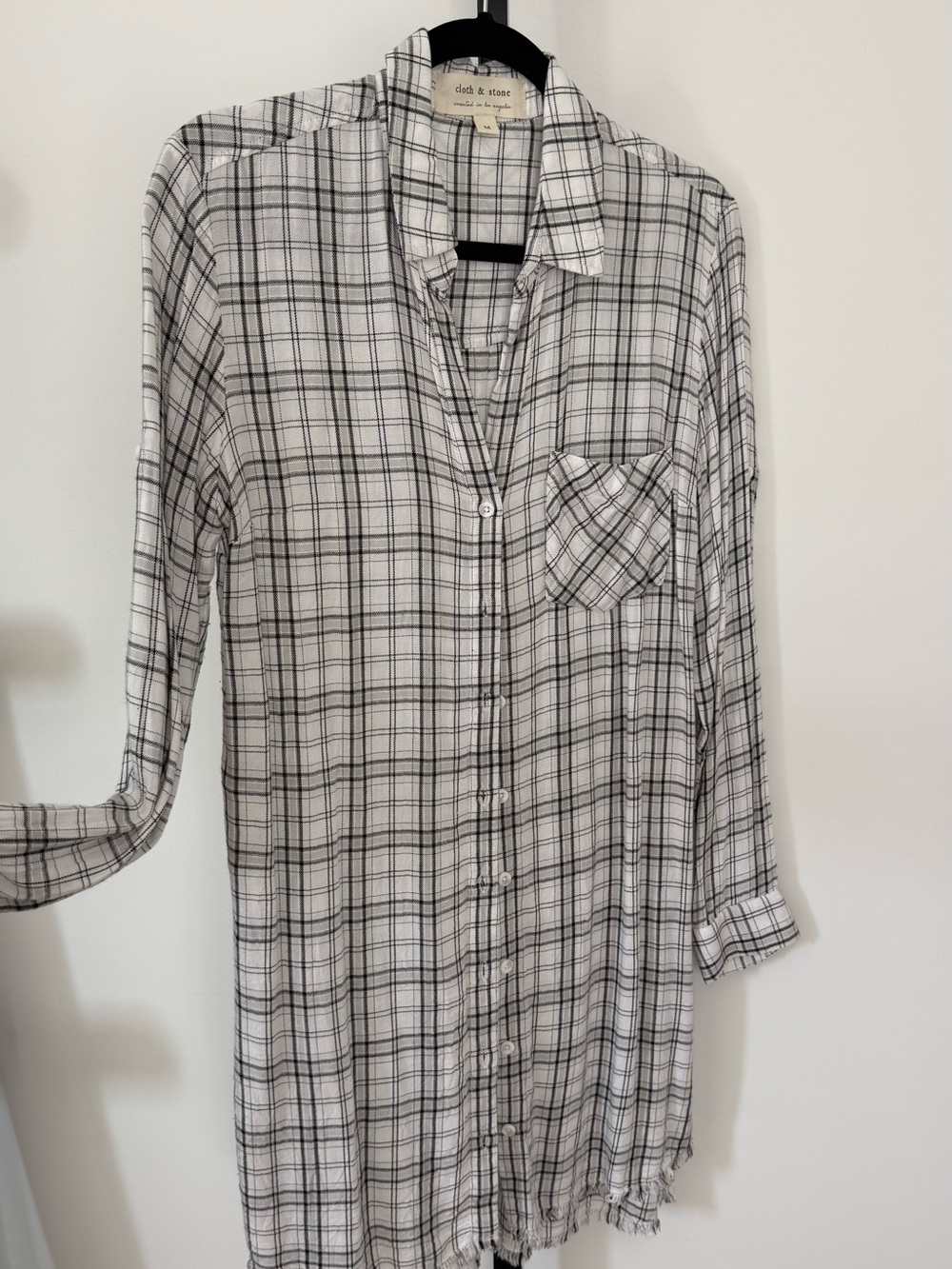 cloth & stone White and Black Plaid Shirt